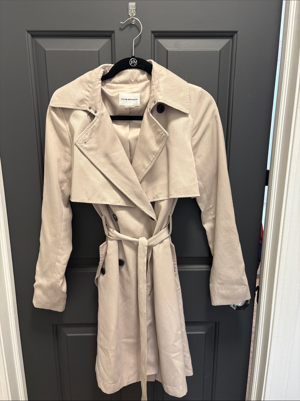Club Monaco Light Cream Double-Breasted Trench Coat